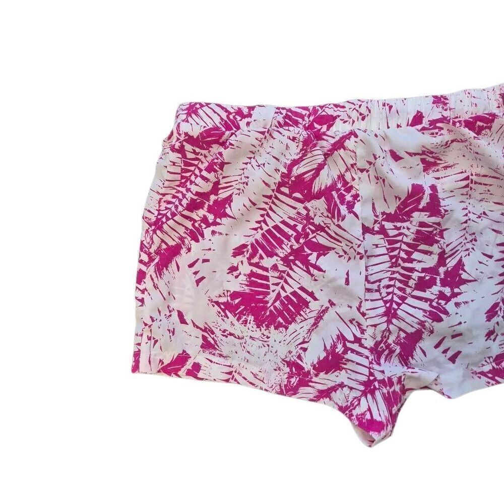 West Loop Women's White & Hot Pink Poly Elastic & Drawstring Waisted Shorts w Po - Picture 8 of 10